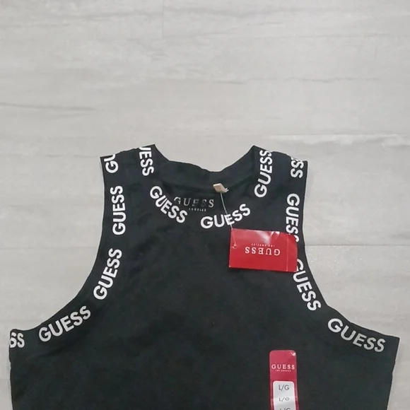 Women's Guess Logo Black and White Cropped Top. SIZE LARGE. - Picture 5 of 11